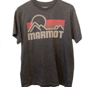 MARMOT Coastal T Shirt, Logo, Gray, Hiking Outdoor